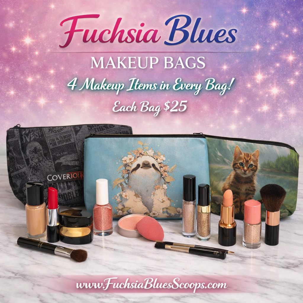 Fuchsia Blues Makeup Bag – 4 Makeup Items + 1 Applicator | Beauty Gift Set