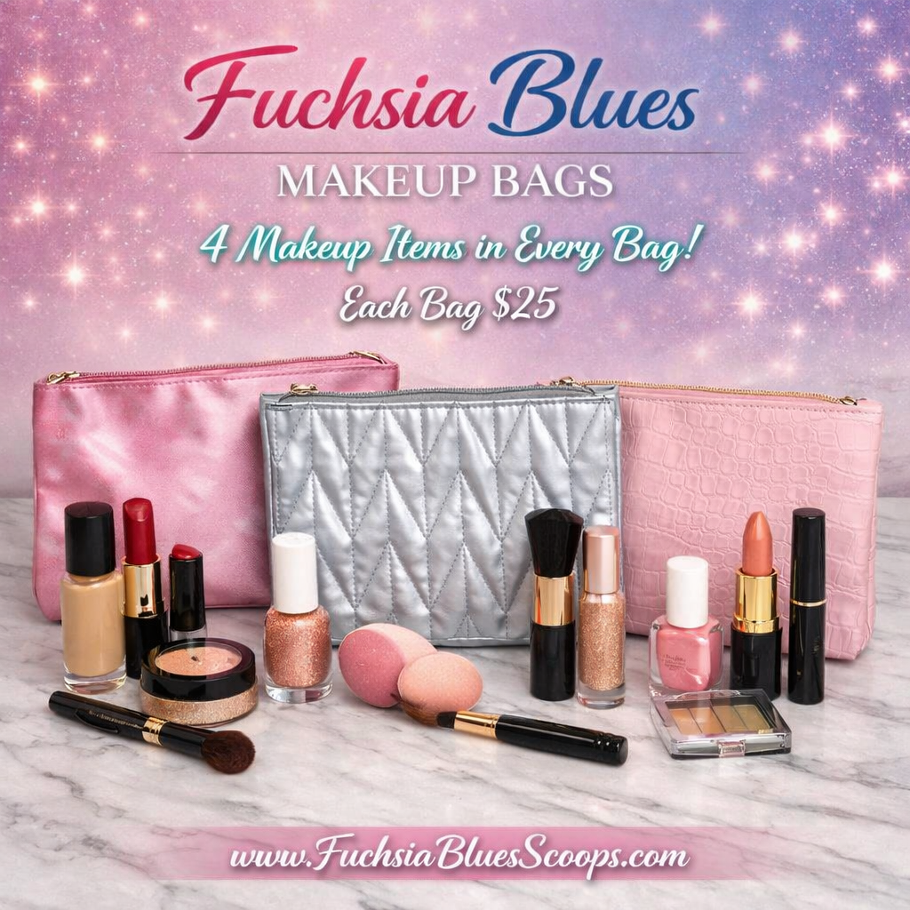 Fuchsia Blues Makeup Bag – 4 Makeup Items + 1 Applicator | Beauty Gift Set