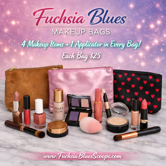 Fuchsia Blues Makeup Bag – 4 Makeup Items + 1 Applicator | Beauty Gift Set